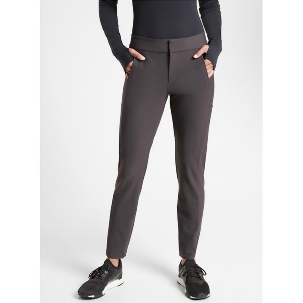 Athleta Stellar Trouser High Rise Slim Tapered Ankle Zip Pants Size 12